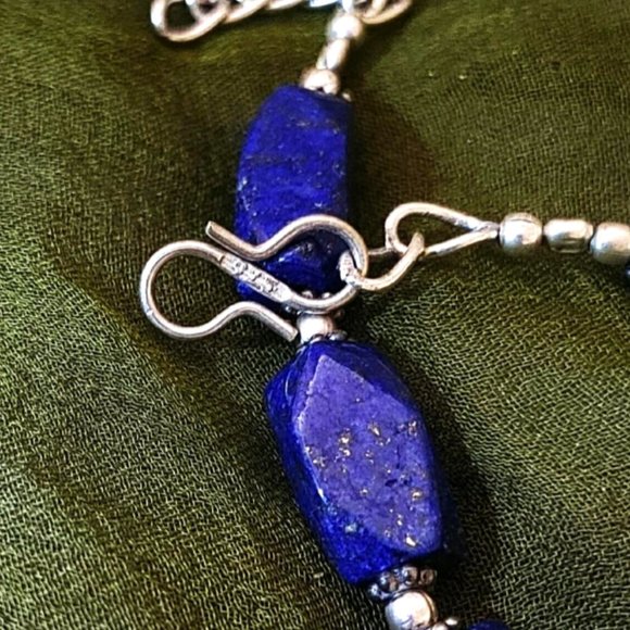 Vintage Necklace Genuine Blue Lapis Lazuli Gemstones 925 Silver Rondelle… - Picture 11 of 13